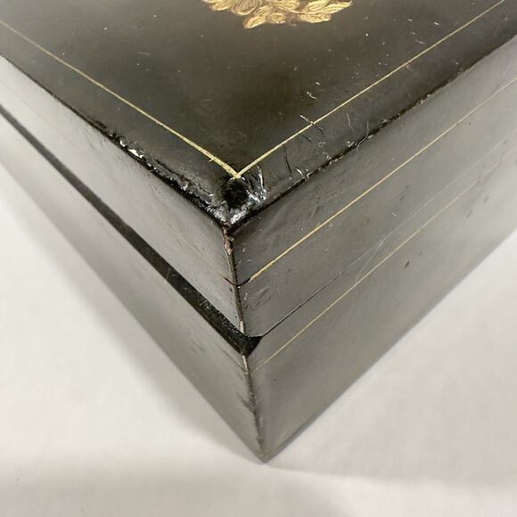 Vintage Florentine Wood Box, Made in Italy, Hand Painted, Black Square Numbered - Picture 12 of 14